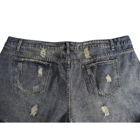 Ashley Stewart Distressed Raw Hem Denim Shorts 20 - Picture 6 of 7